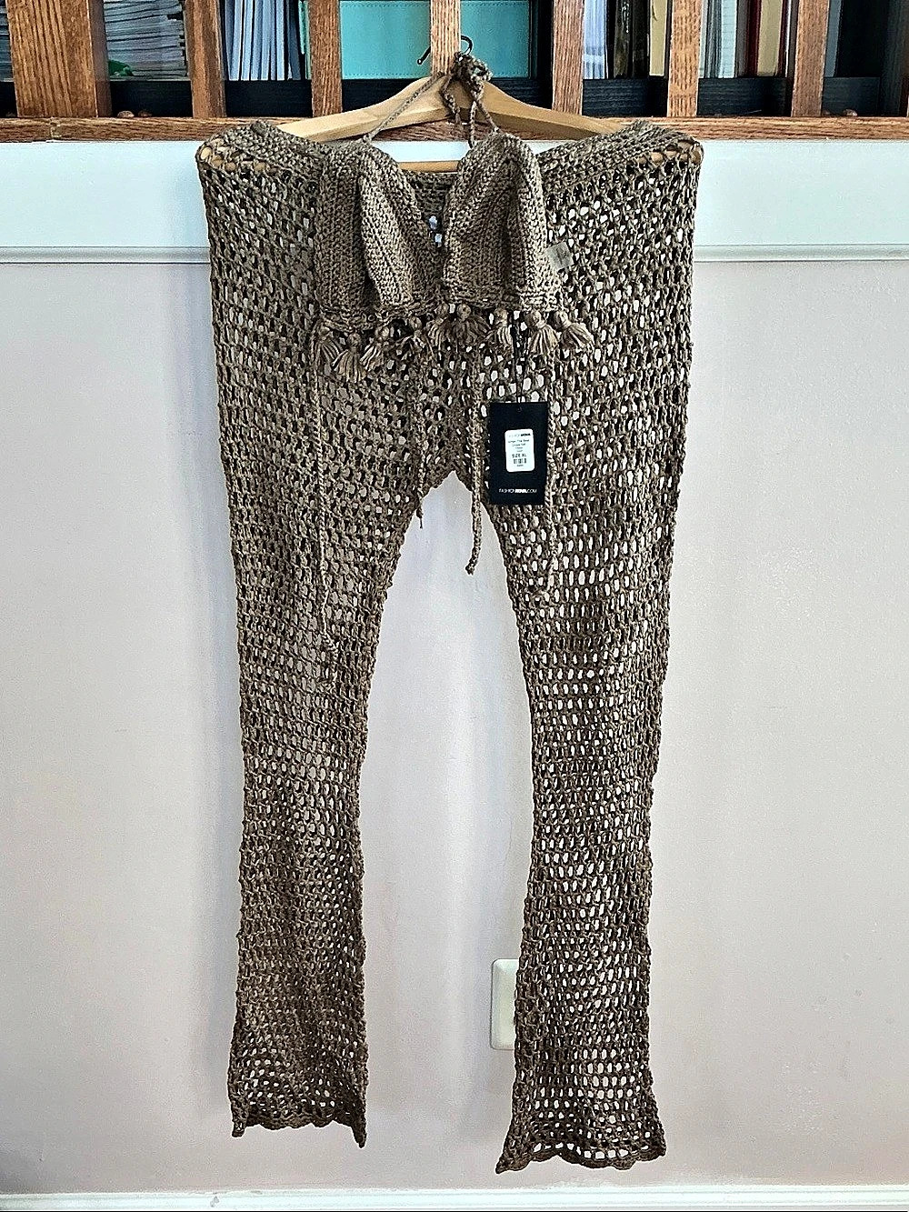 Fashion Nova Crochet Swim Cover-Up in Brown XL NWT